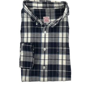 Brooks Brothers Mens Button Down Shirt size XL Black Plaid Design 10437
